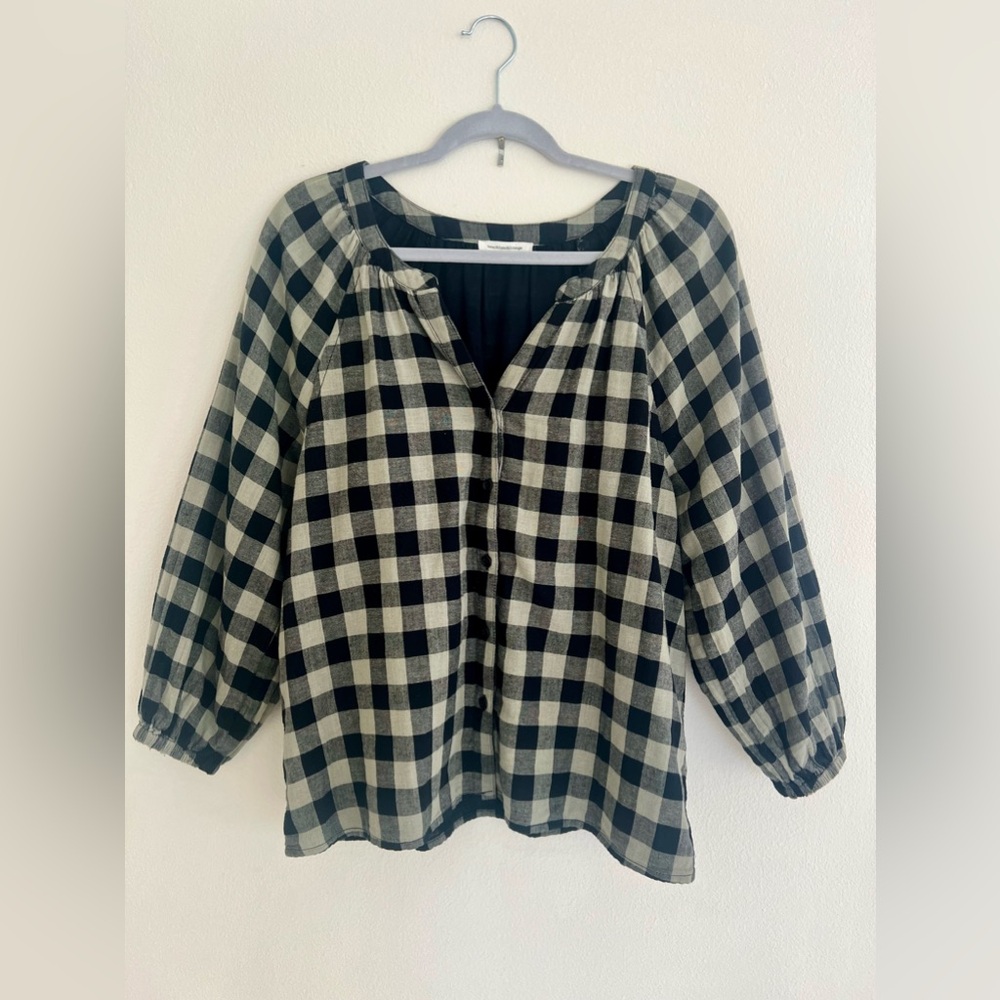 BeachLunchLounge black olive plaid shirt